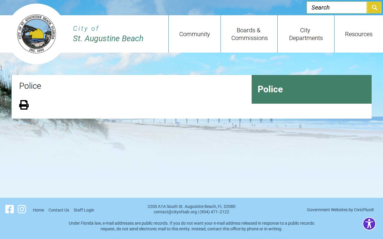 St. Augustine Beach Police Department official information