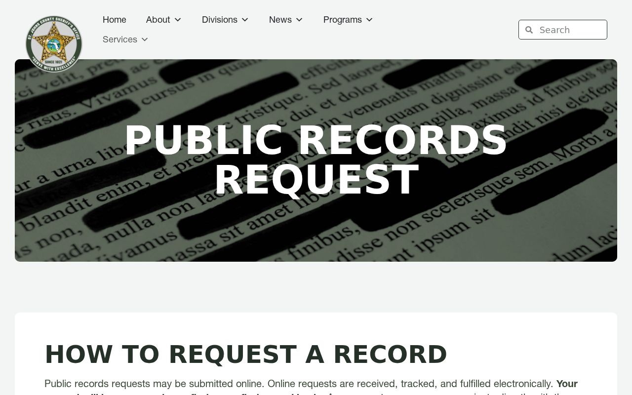 St. Johns County arrest records request portal
